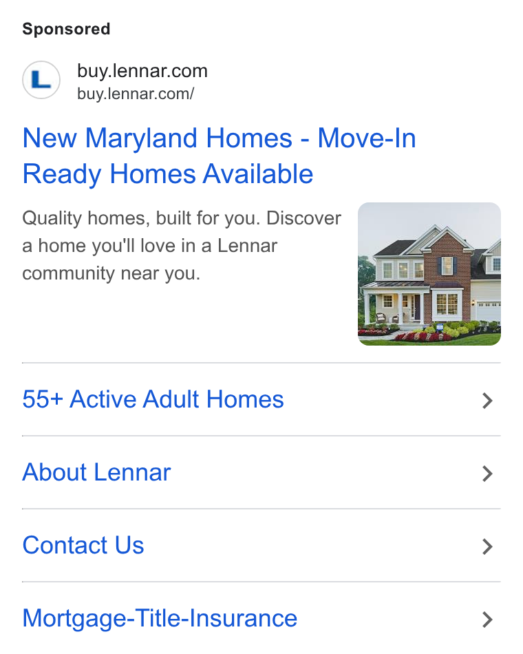 Lennar ad on Google Ads: buy.lennar.com/ New Maryland Homes - Move-In Ready Homes Available Quality homes, built for you. Discover a home you'll love in a Lennar community near you. 55+ Active Adult Homes > About Lennar > Contact Us > Mortgage-Title-Ilnsurance >