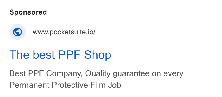 PocketSuite ad on Google Ads: www.pocketsuite.io/ The best PPF Shop Best PPF Company, Quality guarantee on every Permanent Protective Film Job