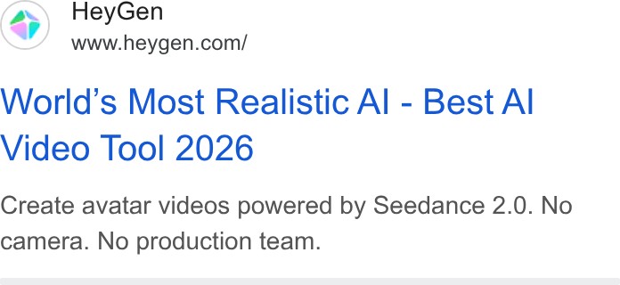 HeyGen Google ad: Search text ad
