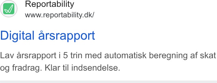 Reportability ad on Google Ads: Digital arsrapport Lav arsrapport i 5 trin med automatisk beregning af skat og fradrag. Klar til indsendelse.