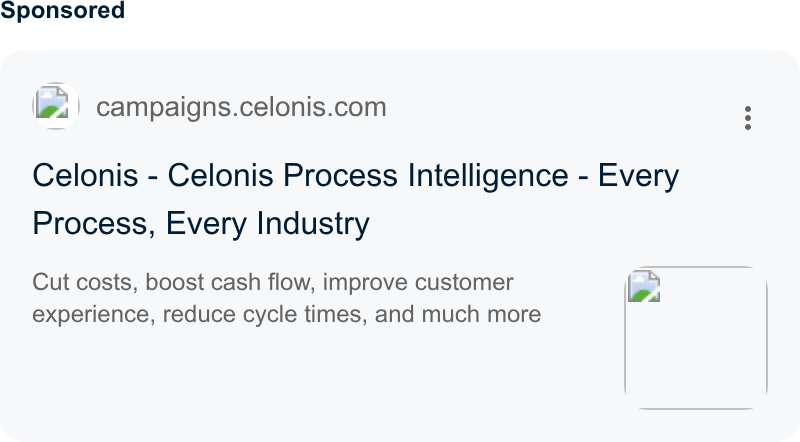 Celonis Google ad: Search text ad