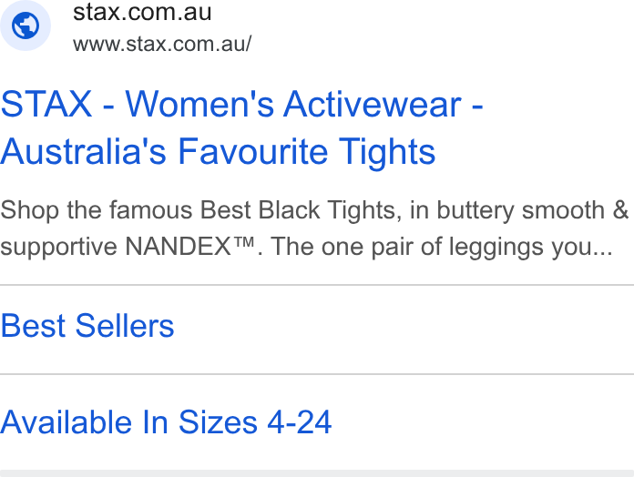STAX. ad on Google Ads: www.stax.com.au/ STAX - Women's Activewear - Australia's Favourite Tights Shop the famous Best Black Tights, in buttery smooth & supportive NANDEX™. The one pair of leggings you... Best Sellers Available In Sizes 4-24