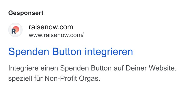 RaiseNow ad on Google Ads: www.raisenow.com/ Spenden Button integrieren Integriere einen Spenden Button auf Deiner Website. speziell fur Non-Profit Orgas.