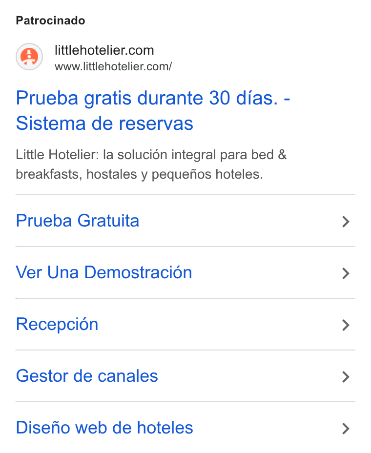 Little Hotelier ad on Google Ads: www.littlehotelier.com/ Prueba gratis durante 30 dias. - Sistema de reservas Little Hotelier: la solucién integral para bed & breakfasts, hostales y pequefios hoteles. Prueba Gratuita Ver Una Demosiracién Recepcién Gestor de canales Diseho web de hoteles