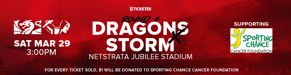 Sat March 29 3:00 PM - DRAGONS vs STORM @ Home - Secure your seat